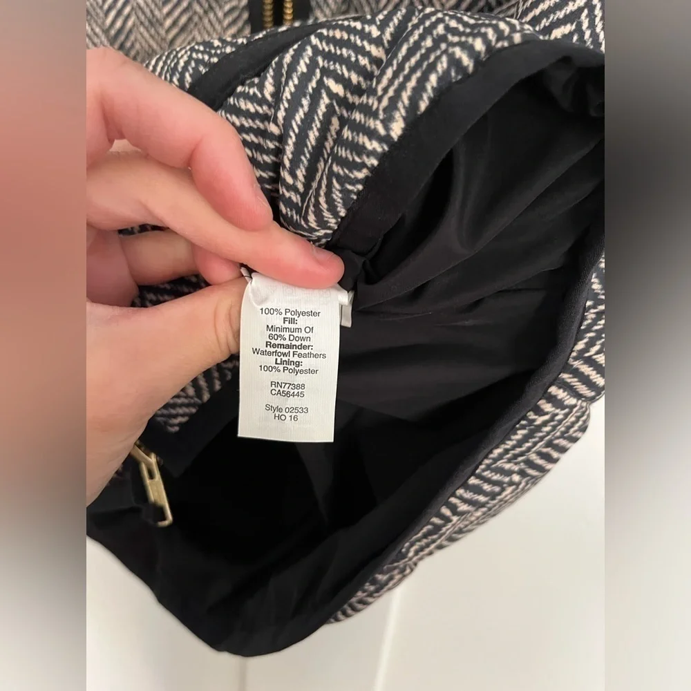 J. Crew Herringbone Zebra Print Down Puffer Vest size Small